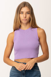 Khloefemme Top girocollo crop a costine ZS58521 GLICINE