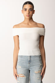 Khloe Femme Top off-shoulder a costine 88078 BURRO