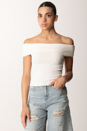 Khloe Femme Top off-shoulder a costine 88078 BURRO