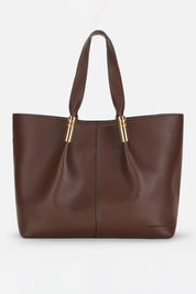 Elisabetta Franchi Tote Bag Grande con Dettagli Logo Gold BS41A56E2 COFFEE