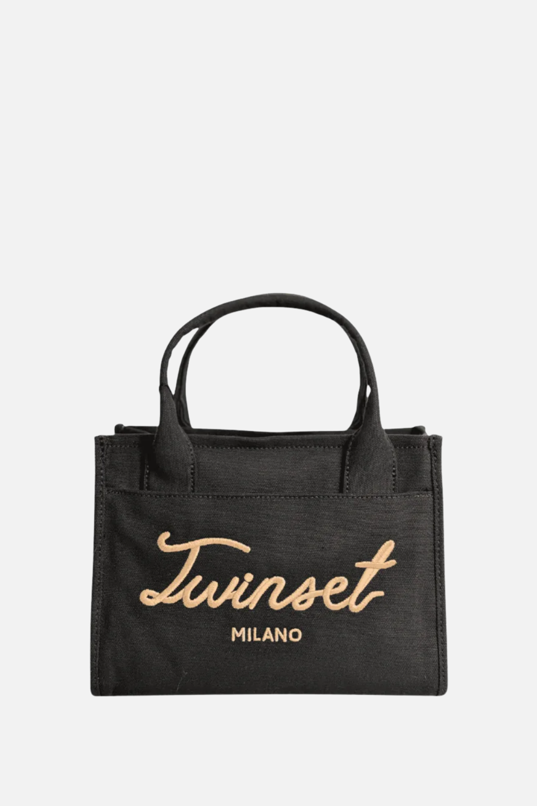 Twin-set Tote Bag In Canvas con Logo Ricamato 261TB7290 NERO