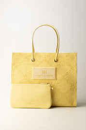 Elisabetta Franchi Tote Grande In Rafia Jacquard BS82A52E2 LEMONADE