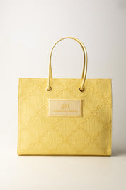 Elisabetta Franchi Tote Grande In Rafia Jacquard BS82A52E2 LEMONADE