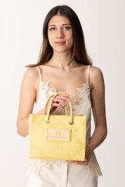 Elisabetta Franchi Tote Piccola In Rafia Jacquard BS83A52E2 LEMONADE