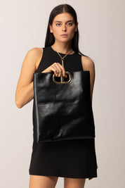 Twinset Tote piatta con manico Oval T 252TD8090 NERO