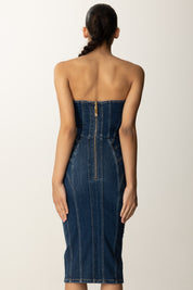 Elisabetta Franchi Tubino Bustier In Jeans con Taglio Coppe AJ44D56E2 BLUE DENIM