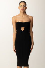 Elisabetta Franchi Tubino In Maglia con Dettagli a Jour AM05B56E2 NERO