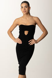 Elisabetta Franchi Tubino In Maglia con Dettagli a Jour AM05B56E2 NERO