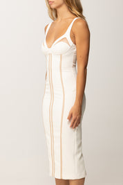 Elisabetta Franchi Tubino con Nastri Satin e Tulle AB80256E2 MILK/CARNE