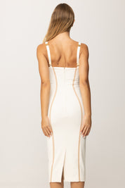 Elisabetta Franchi Tubino con Nastri Satin e Tulle AB80256E2 MILK/CARNE