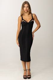 Elisabetta Franchi Tubino con Nastri Satin e Tulle AB80256E2 NERO