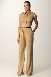 Elisabetta Franchi Tuta In Raso Di Cotone con Cintura HONEY TU05356E2