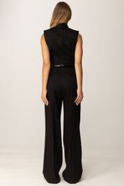 Elisabetta Franchi Tuta In Raso Di Cotone con Cintura TU05356E2 NERO