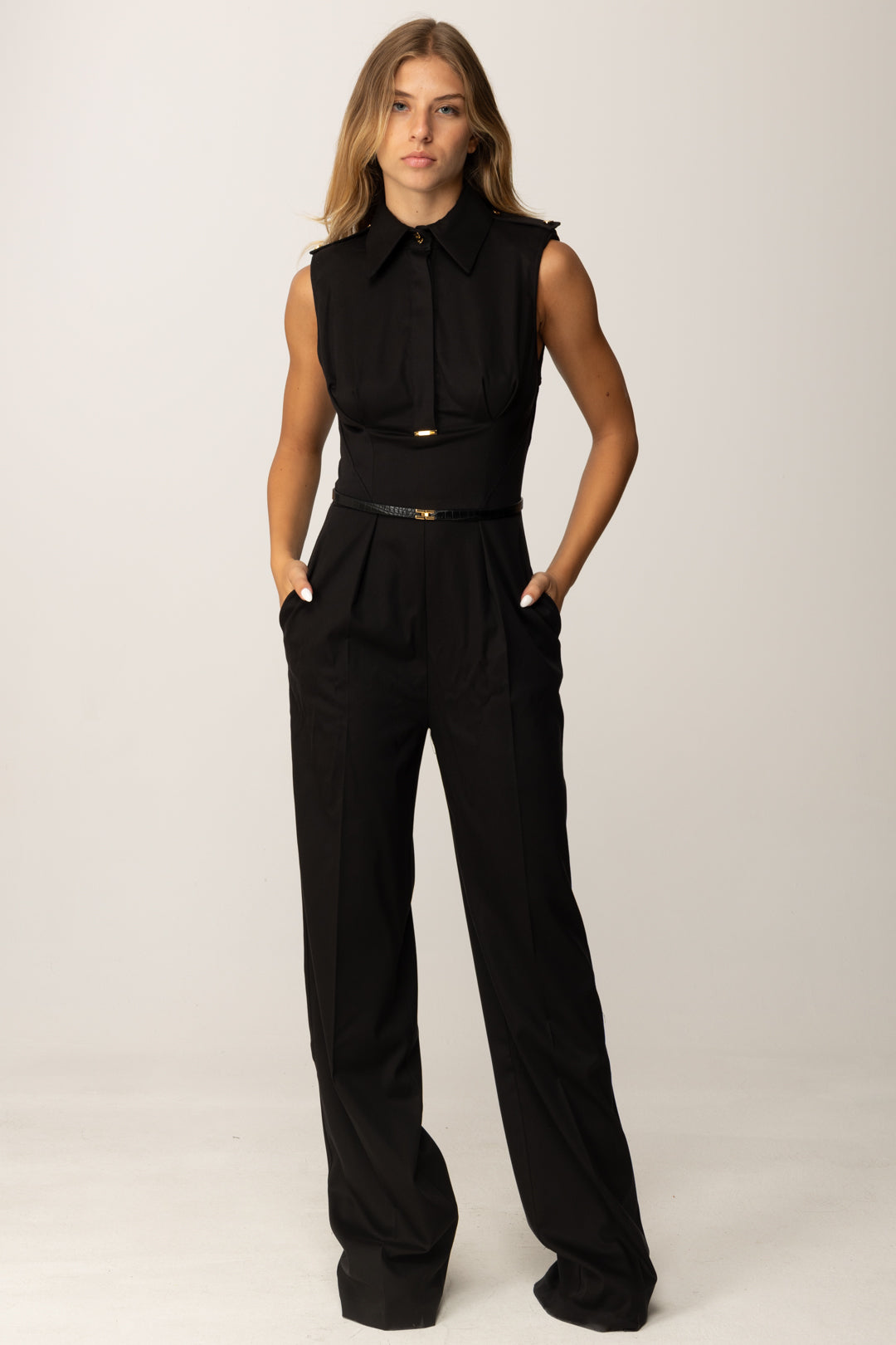 Tuta Nera Elegante Elisabetta Franchi Black Jumpsuit Elisabetta