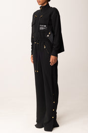 Elisabetta Franchi Tuta Lunga In Felpa con Inserto In Popeline TU05456E2 NERO