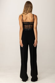 Elisabetta Franchi Tuta Lunga con Bustier In Tulle e Cintura TU05756E2 NERO