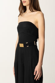 Elisabetta Franchi Tuta Stretch con Cintura e Criss Cross TU05152E2 NERO