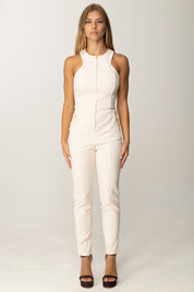 Elisabetta Franchi Tuta con Zip Centrale e Dettagli Strutturati TU05556E2 MILK