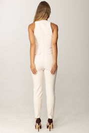 Elisabetta franchi Tuta con Zip Centrale e Dettagli Strutturati TU05556E2 MILK