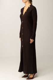 Twin-set Maxi Cardigan In Misto Lana a Costine 252TT3400 BLACK CHOCOLATE 5