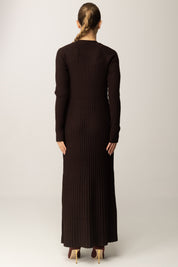 Twin-set Maxi Cardigan In Misto Lana a Costine 252TT3400 BLACK CHOCOLATE