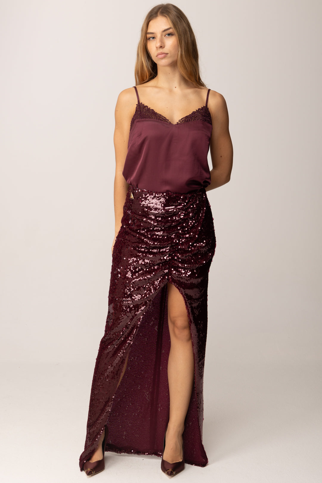 Twin-set Top In Raso con Inserto Pizzo WINESTASTING 252TP2481