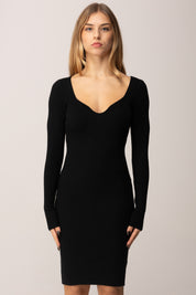 Khloe Femme Abito a Costine con Scollo a Cuore NERO