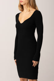 Khloe Femme Abito a Costine con Scollo a Cuore NERO