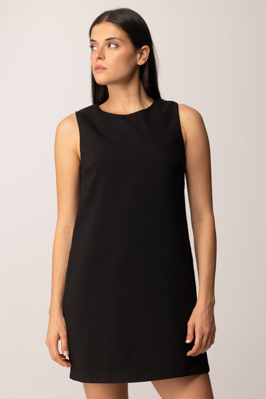 Khloe Femme Abito a Sacchetto con Banda Laterale In Pizzo BLACK