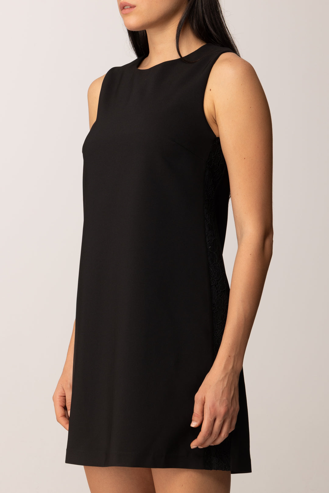 Khloe Femme Abito a Sacchetto con Banda Laterale In Pizzo BLACK