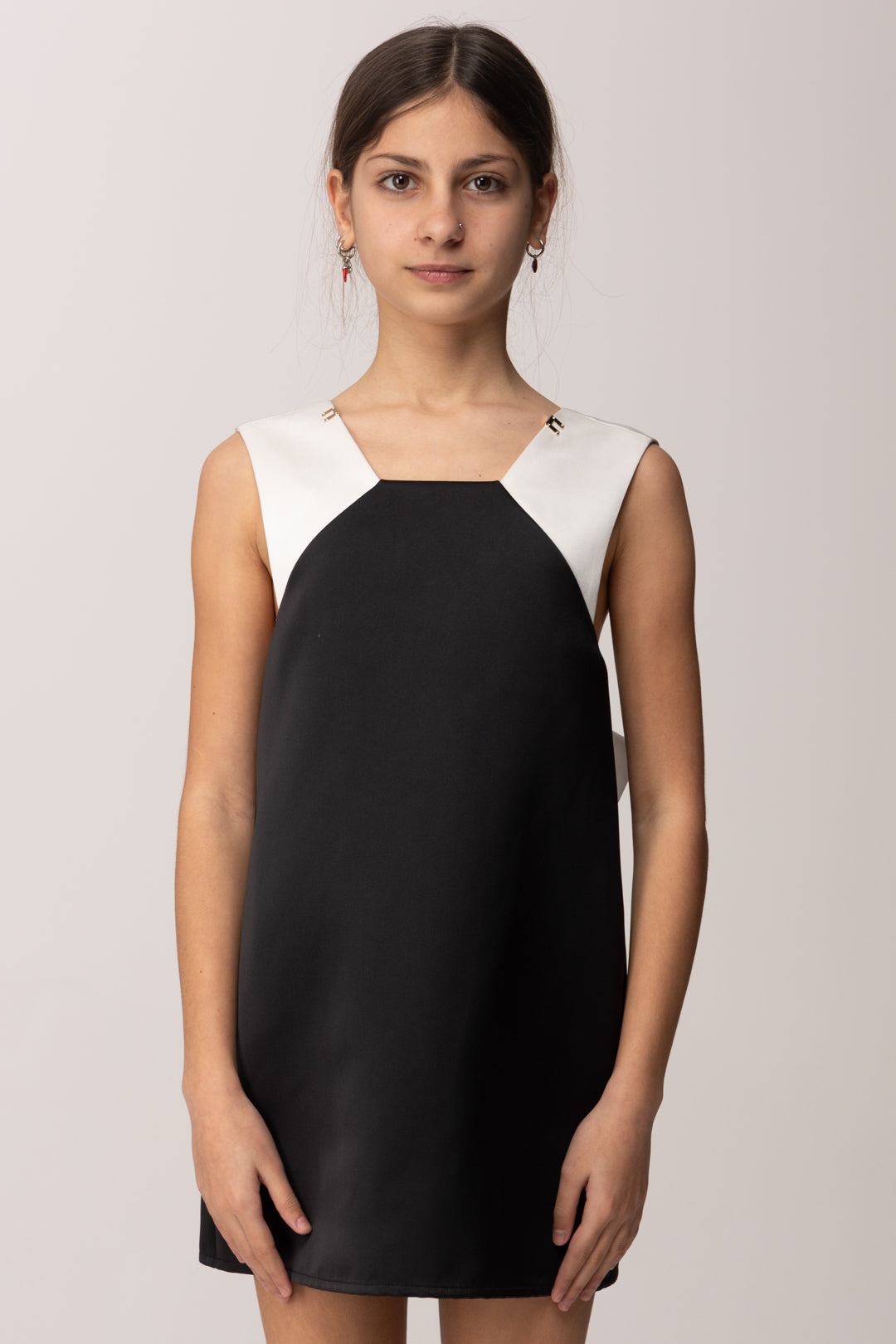 Elisabetta Franchi Bambina Abito a Sacchetto In Duchesse con Fiocco a Contrasto EFAB6680RA016.D285