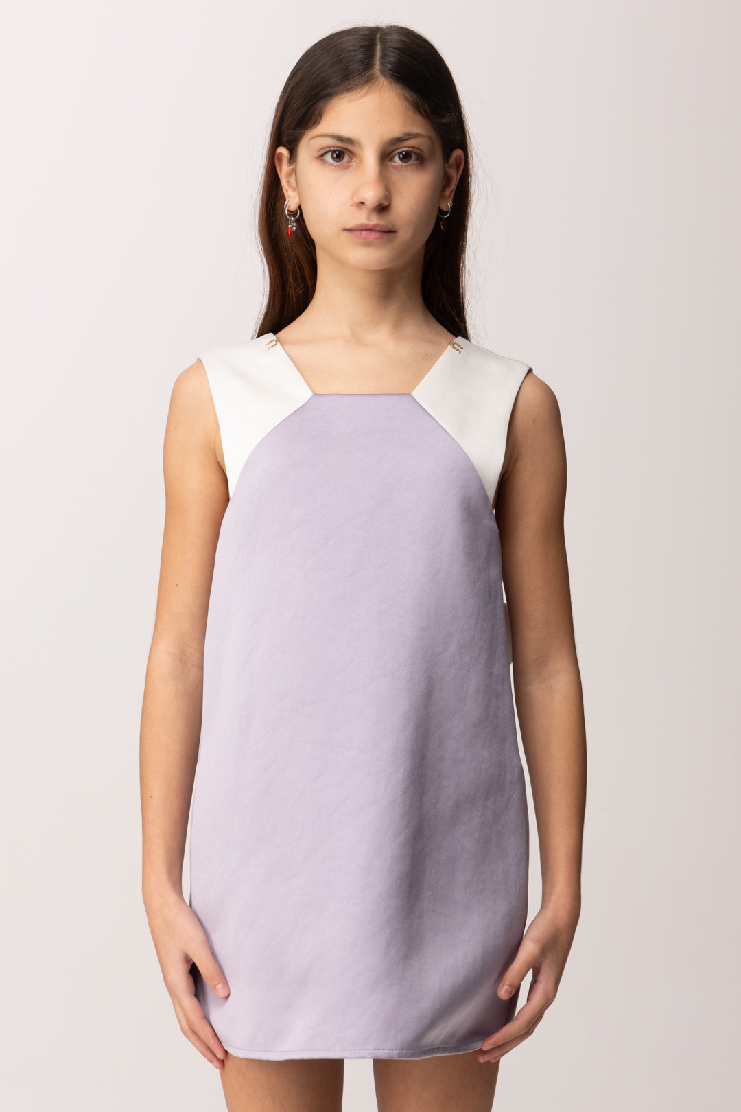 Elisabetta Franchi Bambina Abito a Sacchetto In Duchesse con Fiocco a Contrasto EFAB6680RA016.D639