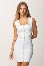 Elisabetta Franchi Abito a Tubino con Bottoni Gioiello AB80057E2 STARLIGHT