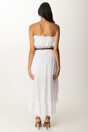 Khloe Femme Abito Asimmetrico con Balze e Cintura BIANCO