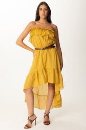 Khloe Femme Abito Asimmetrico con Balze e Cintura GIALLO