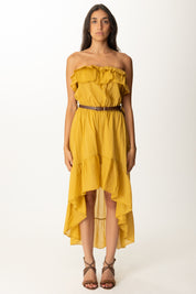 Khloe Femme Abito Asimmetrico con Balze e Cintura GIALLO