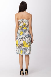 Manila Grace Abito Asimmetrico con Stampa Floreale e Cintura A520CF LIMONE