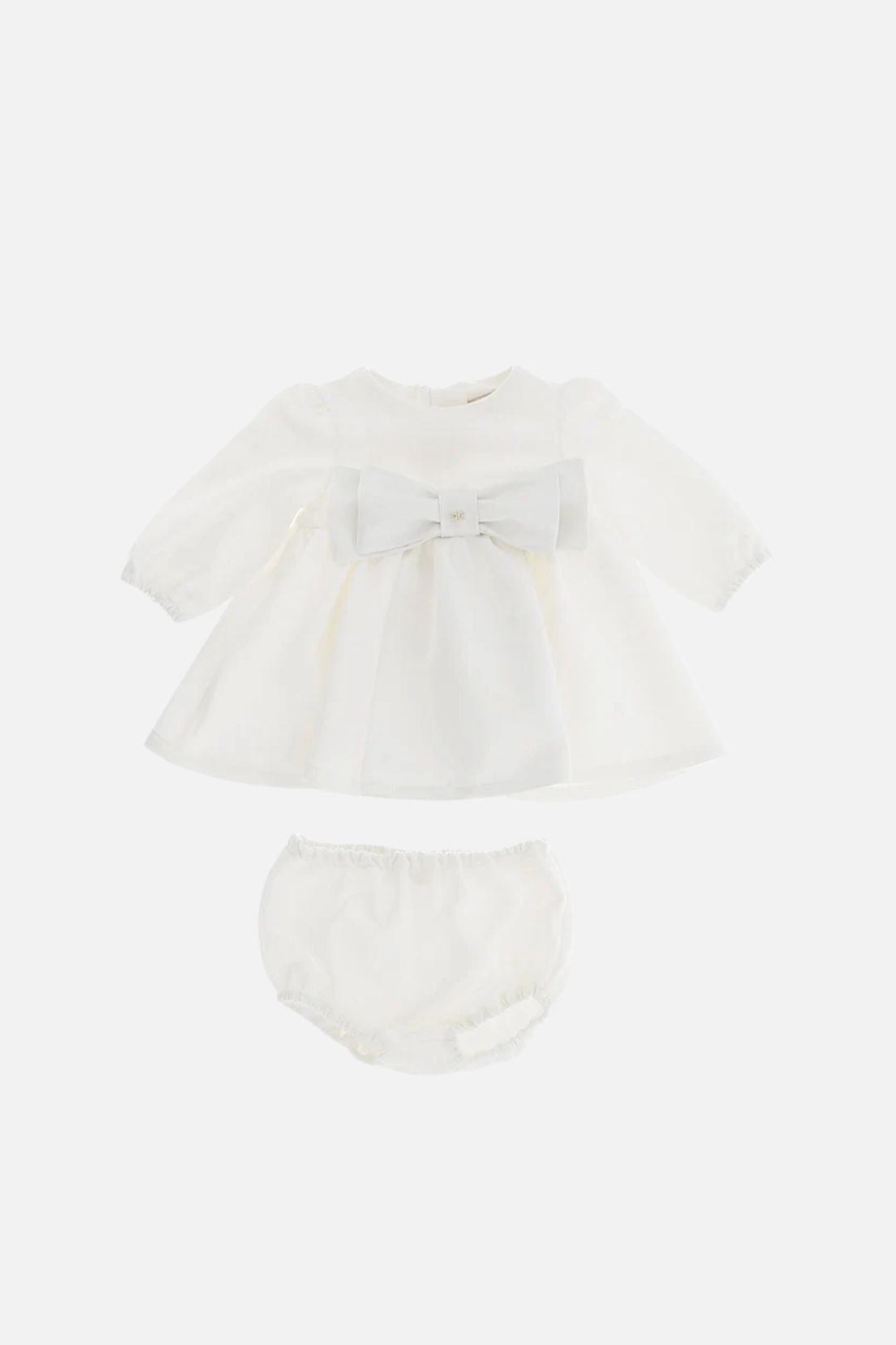 Elisabetta Franchi Bambina Abito Avorio con Maxi Fiocco e Culotte Coordinata ENAB0840FF002.0195