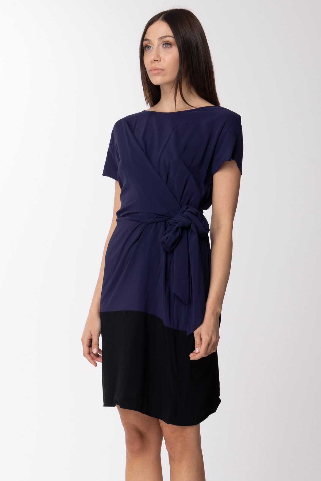 Two-tone Dress with Side Knot - Main Image