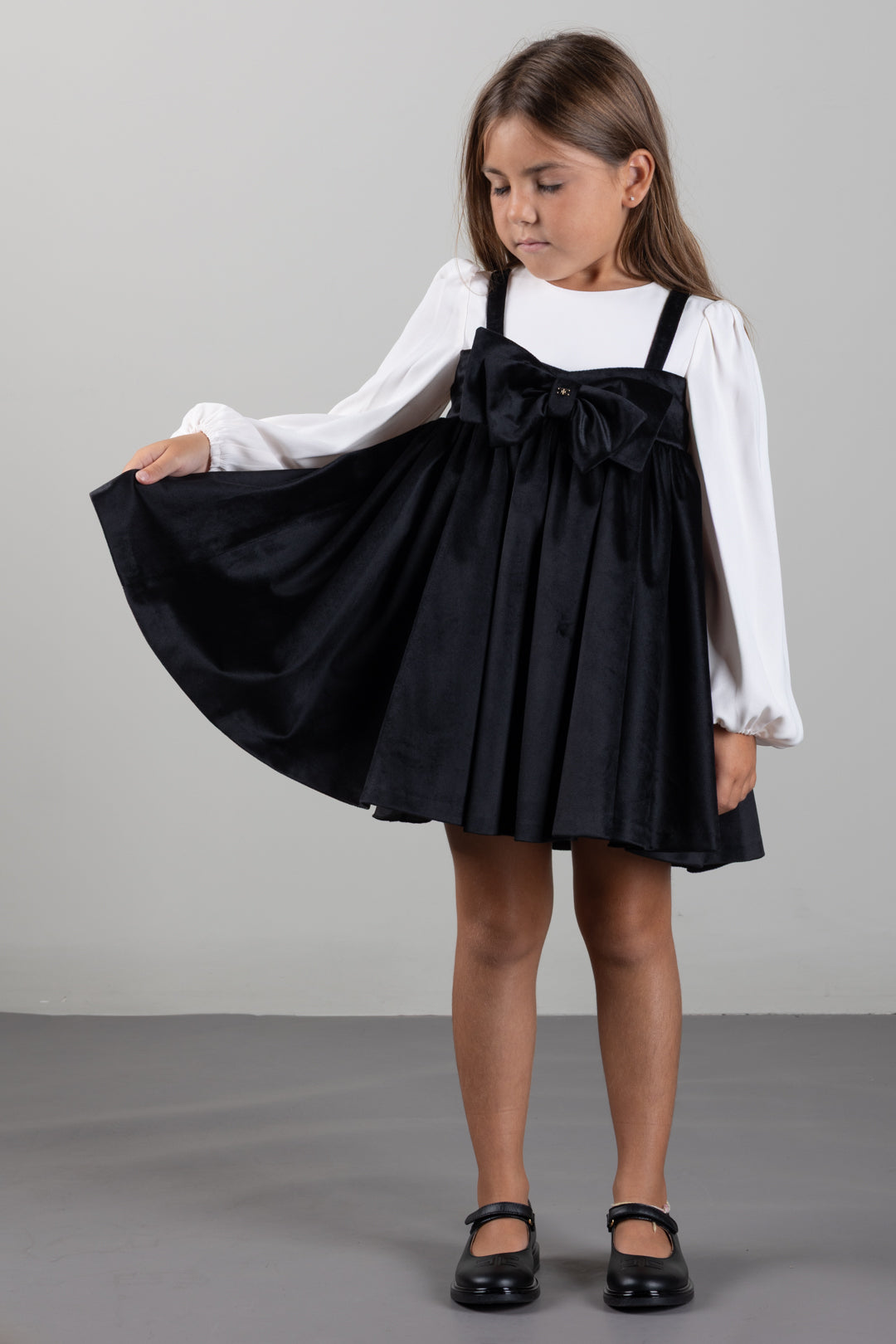 Elisabetta Franchi Bambina Abito Bicolore con Maxi Fiocco EGAB2460VE018.N077