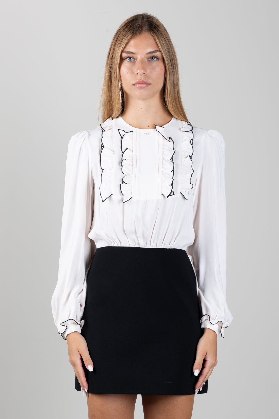 Elisabetta Franchi Bambina Abito Bicolore con Ruches EFAB6890VI011.D759