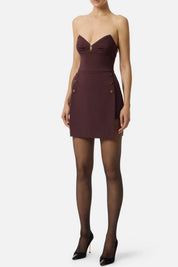 Elisabetta Franchi Abito Bustier In Crêpe Leggero AB82457E2 MERLOT