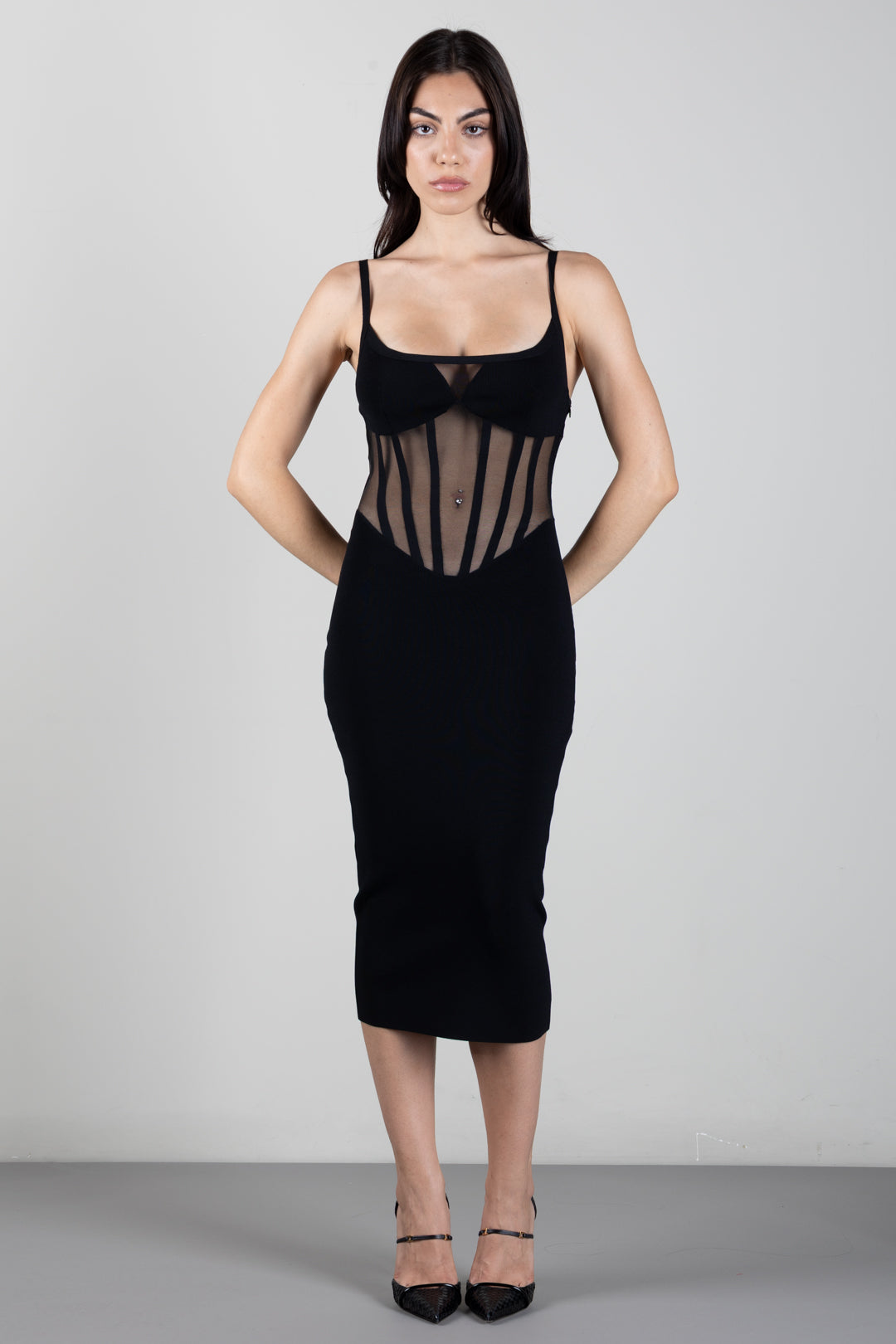 Elisabetta Franchi Abito Bustier In Maglia AM51S67E2 NERO