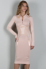 Elisabetta Franchi Abito Bustier In Maglia con Colletto Polo AM22S67E2 NUDE