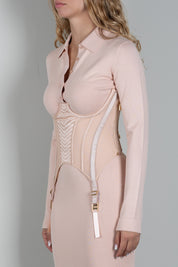 Elisabetta Franchi Abito Bustier In Maglia con Colletto Polo AM22S67E2 NUDE