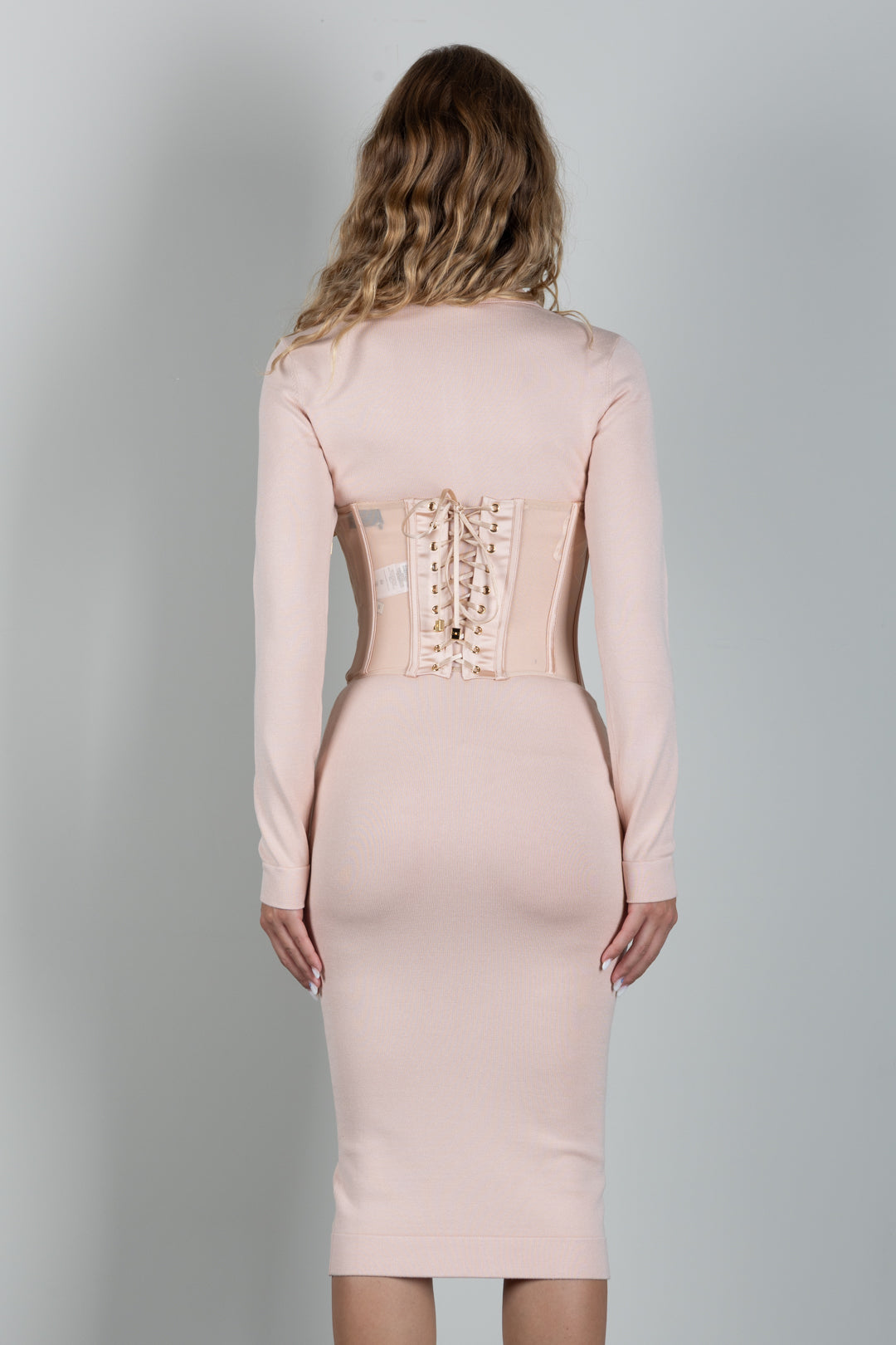 Elisabetta Franchi Abito Bustier In Maglia con Colletto Polo AM22S67E2 NUDE