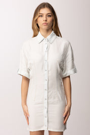 Patrizia Pepe Abito Camicia con Impunture a Contrasto 2A3015 D9A0 SUPER BLEACH TENCE