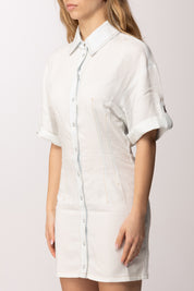Patrizia Pepe Abito Camicia con Impunture a Contrasto 2A3015 D9A0 SUPER BLEACH TENCE