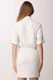 Patrizia Pepe Abito Camicia con Impunture a Contrasto 2A3015 D9A0 SUPER BLEACH TENCE