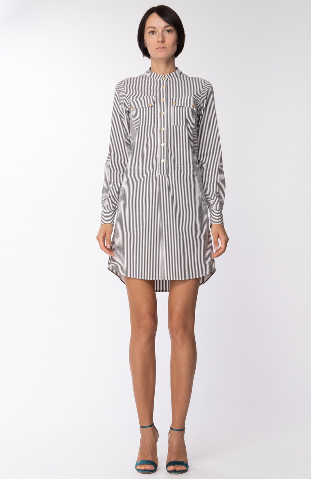 michael kors striped shirt dress Michael Kors Collection Striped Belted Shirt Dress | White